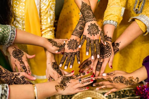 Intricate bridal henna design on hands